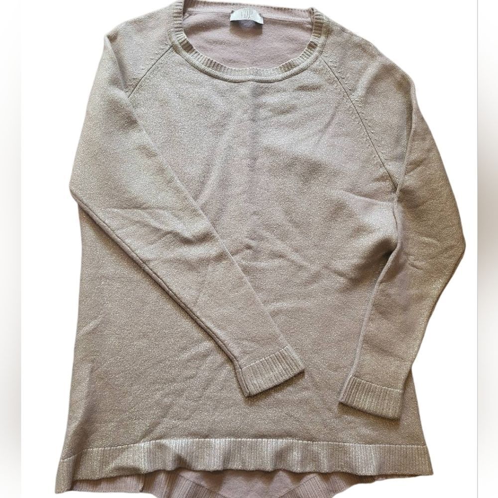 Via Delle Perle Sweater Women's Medium Virgin Wool Metallic Gold Tunic 